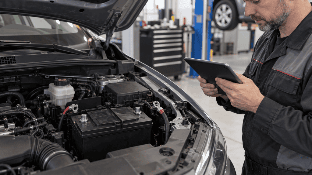 Disconnected battery cables kept apart while checking the vehicle-specific reset procedure