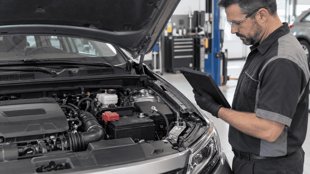 Technician following a vehicle-specific hard battery reset procedure
