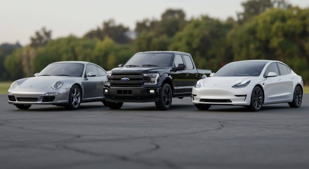 Car Design - Porsche, Ford F150, and Tesla