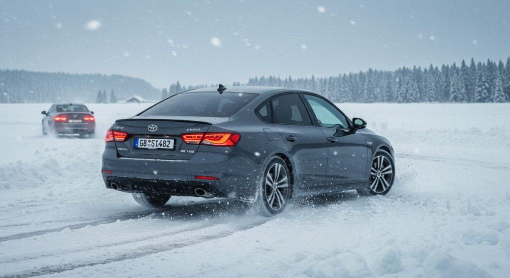rear-wheel drive on icy road