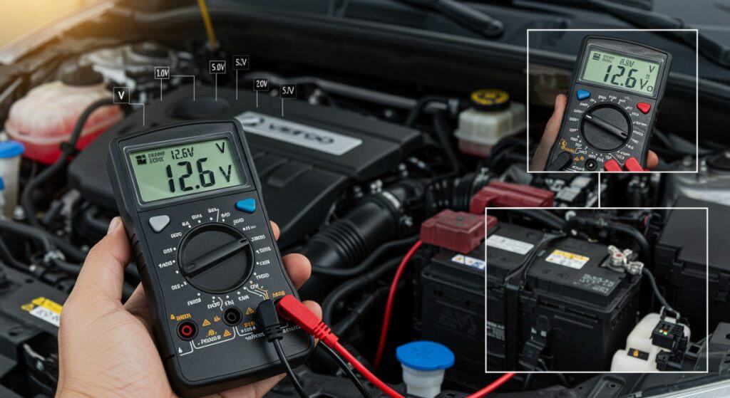 Motor Hills | How to Use a Multimeter for Car Diagnostics (Beginner’s Guide) multimeter set in voltage mode