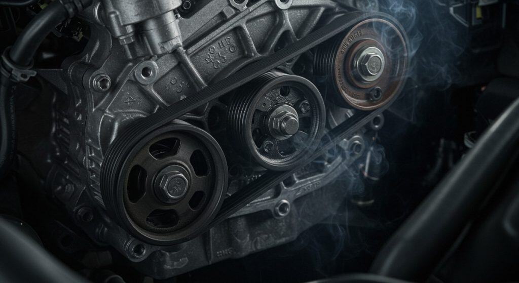 serpentine belt causing smell of burnt rubber