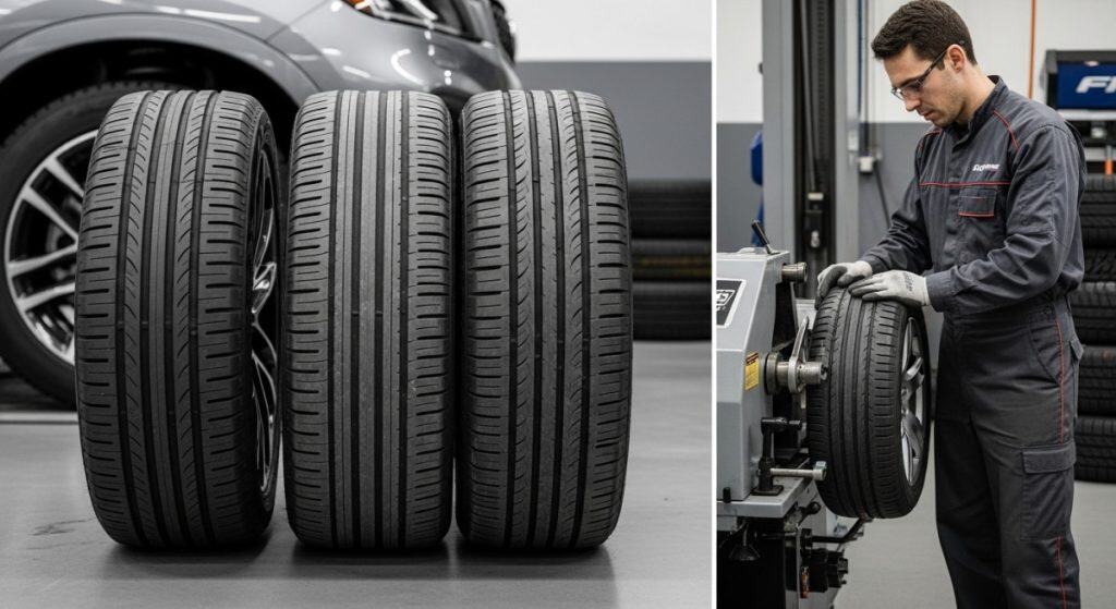 Motor Hills | Do You Need to Replace All Four Tires at Once? tires being maintained by a professional