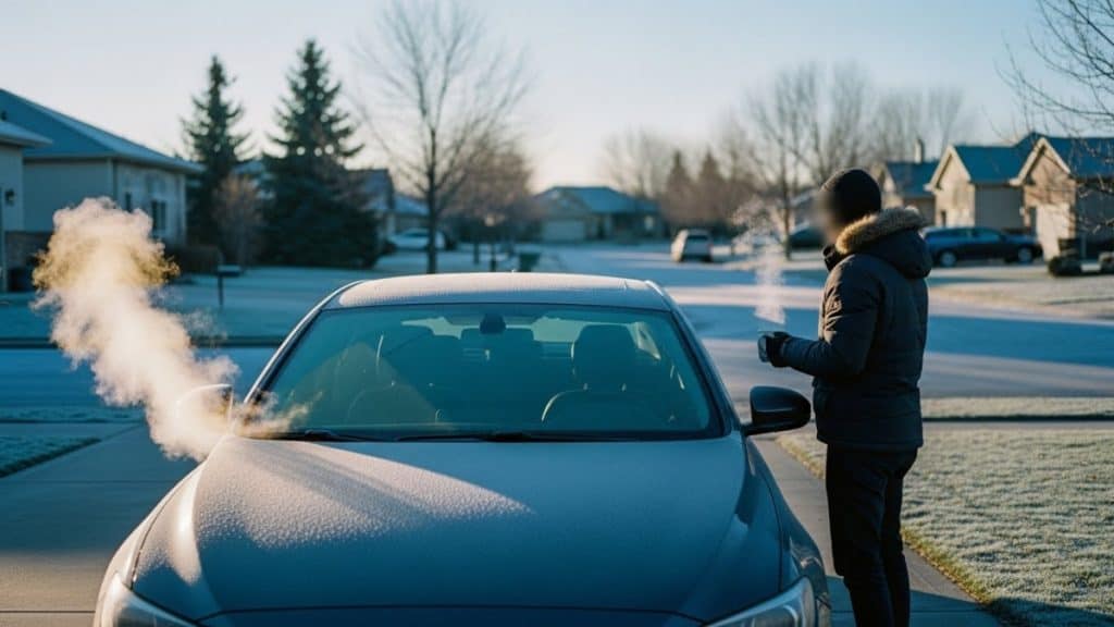 warming up your car engine in cold weather
