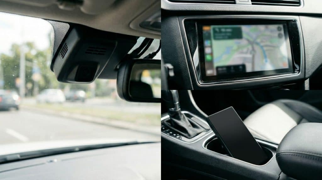Motor Hills | How Much Driving Data Does Your Car Really Share in 2026? Car infotainment and sensor areas shown to represent driving, location, and phone data collection