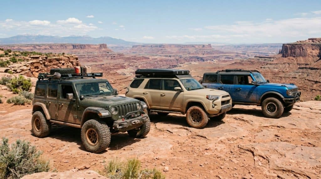Motor Hills | Moab 2026: 5 Breakthrough Off-Road Trends from the 60th Anniversary Easter Jeep Safari Off-road Jeep-style concepts parked on red rock terrain in bright desert daylight