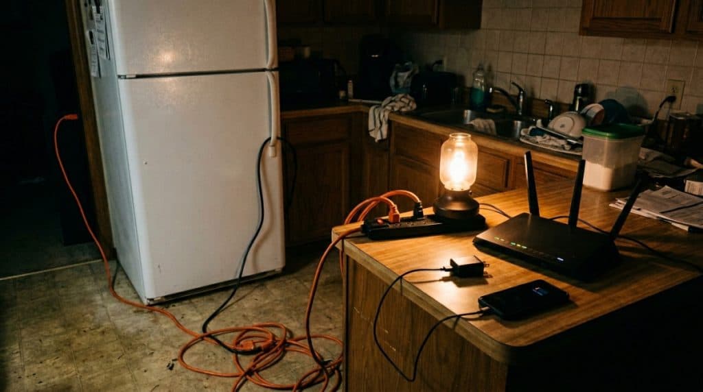 Motor Hills | V2L Power: How to Use Your EV as Backup Power During Spring Storms Small household essentials being powered from an electric vehicle during an outage