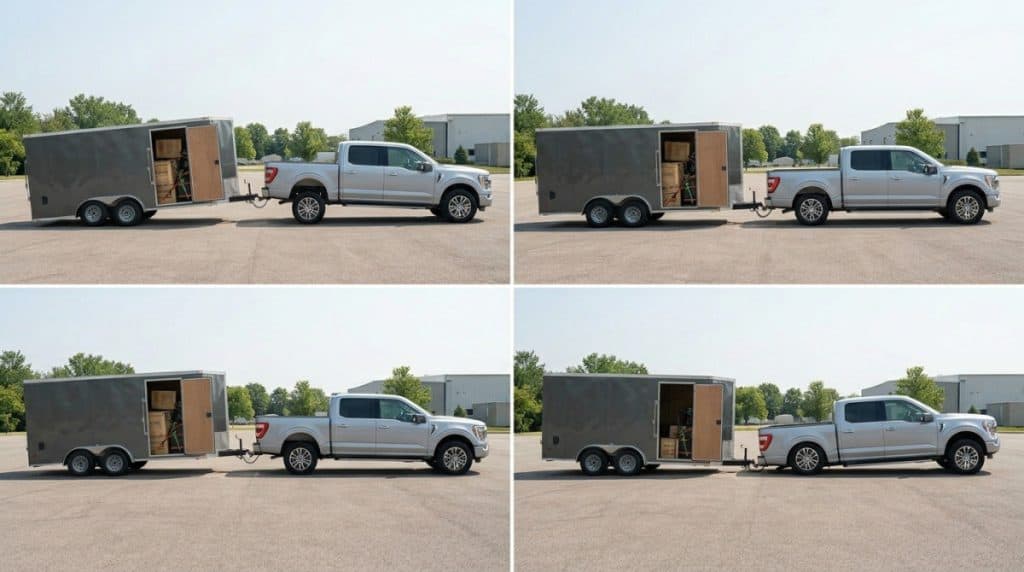 Motor Hills | Tongue Weight Explained: What It Is, Why It Matters, and How to Get It Right Comparison of a rear-heavy trailer and a tow vehicle squatting from excess tongue weight