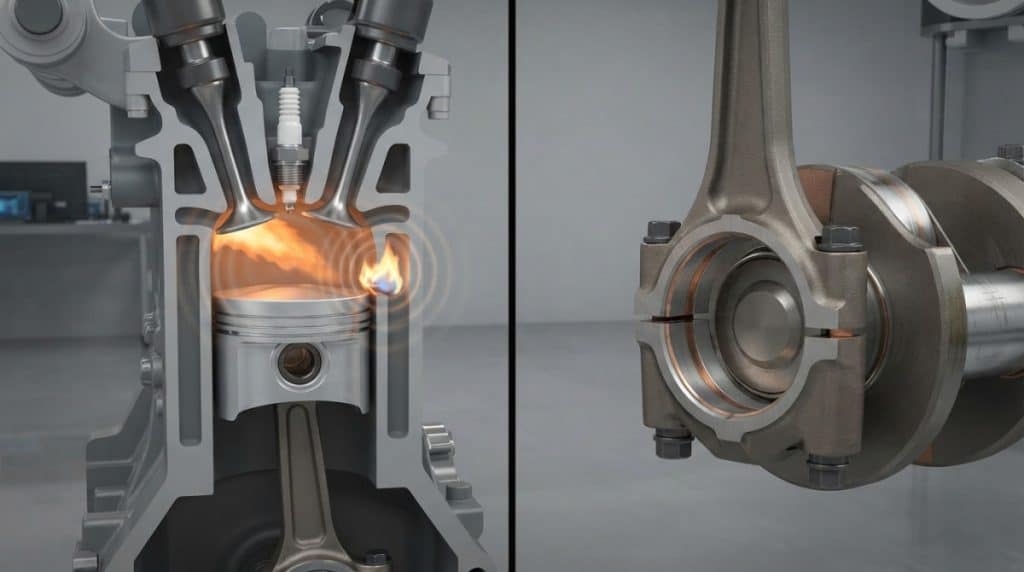 Technical comparison of spark knock combustion and rod bearing knock